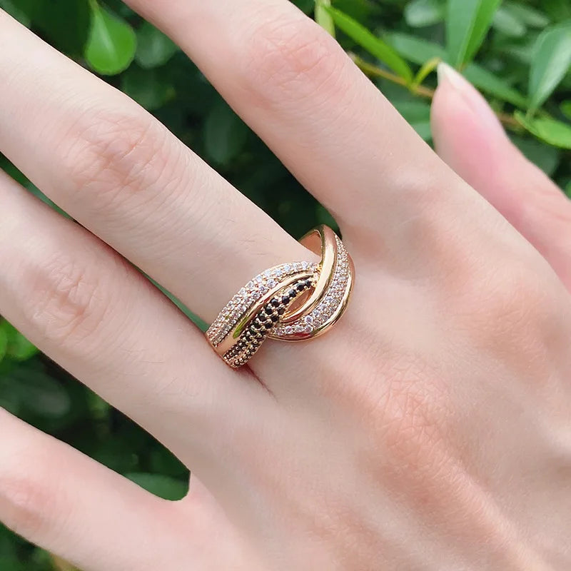 Luxury Wedding Ring for Women Elegant Real 18k Rose Gold