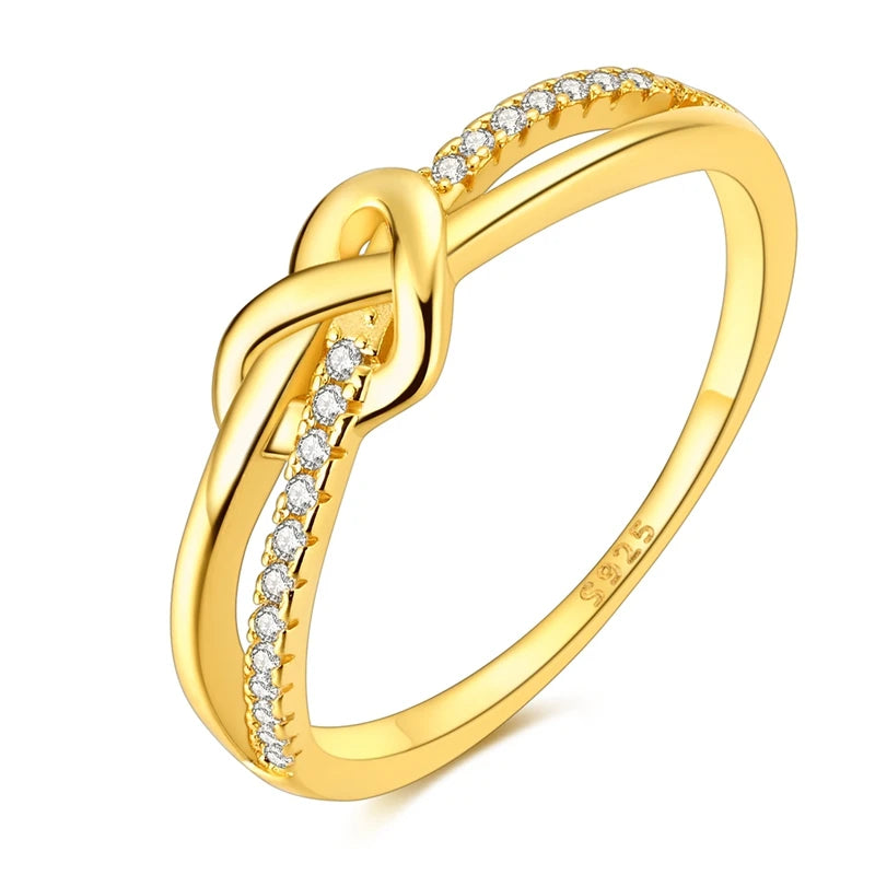 Sterling Silver Golden Love Knot Ring for Women