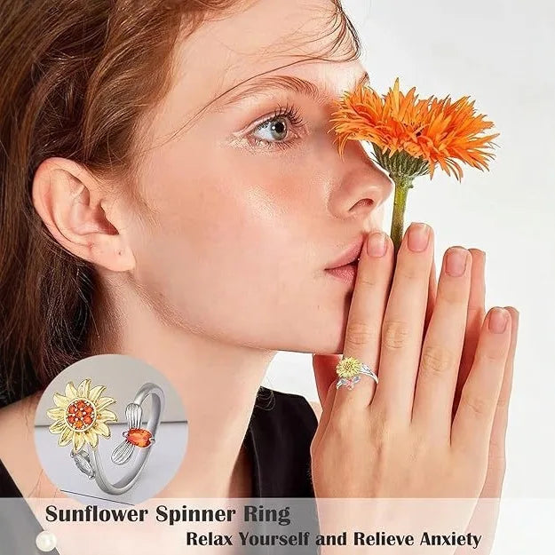 Sun, Star & Moon Spinner Ring – Adjustable Anxiety Relief Band
