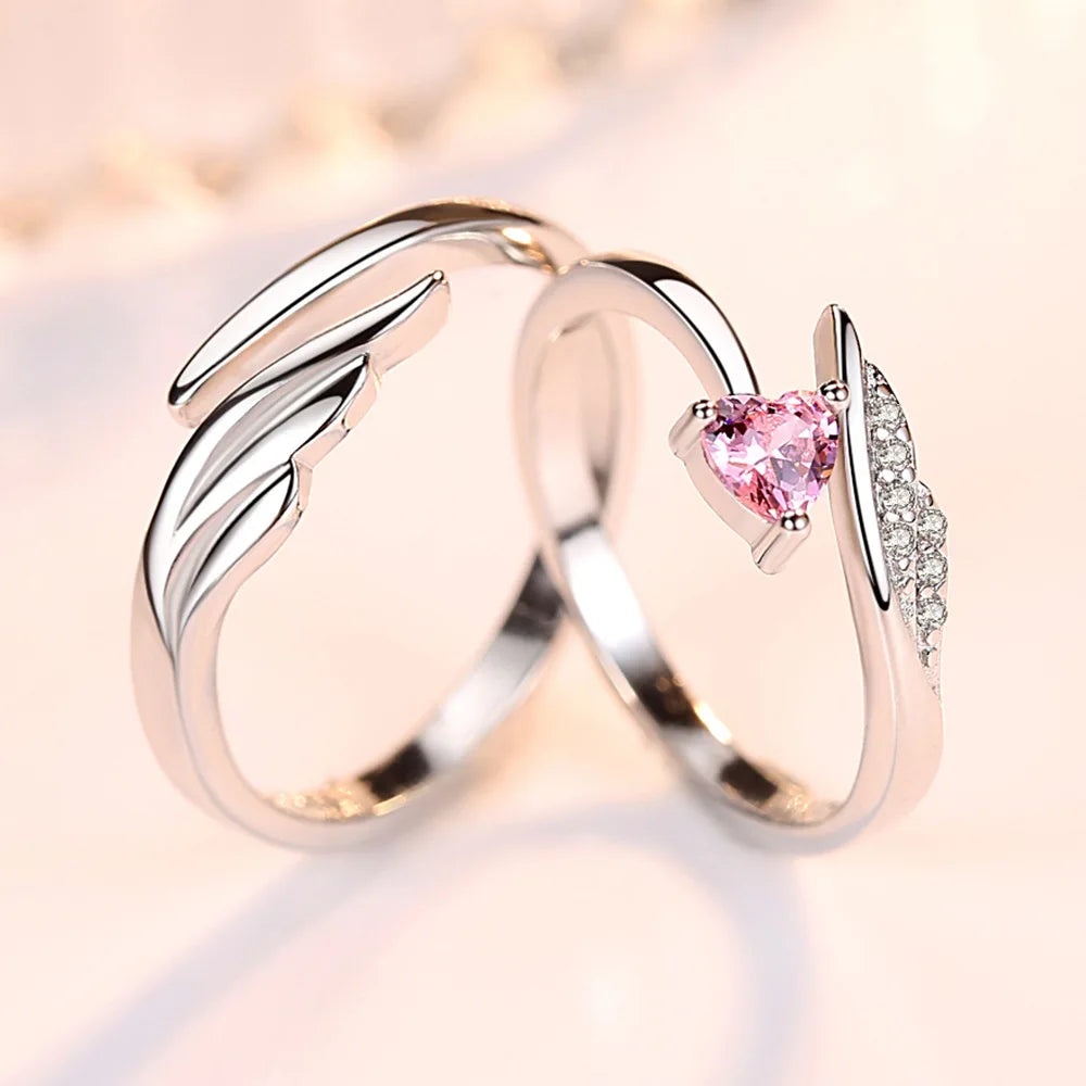 2Pcs 925 Sterling Silver Couples Ring Sets for Woman Man Wedding