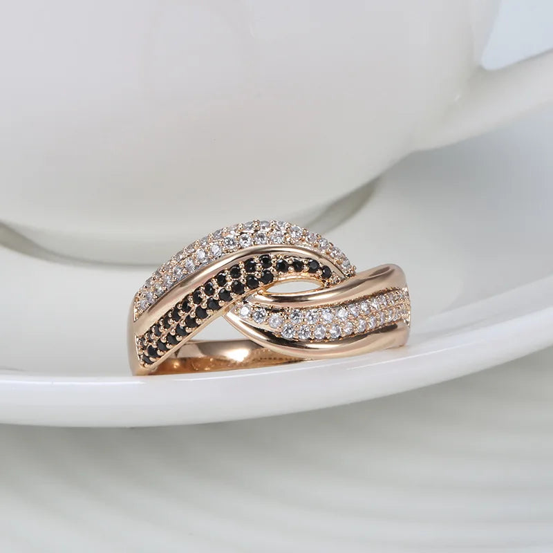 Luxury Wedding Ring for Women Elegant Real 18k Rose Gold
